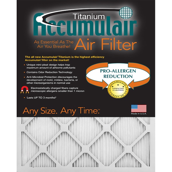 Accumulair Pleated Air Filter, 18" x 22" x 1" FI18X22_4